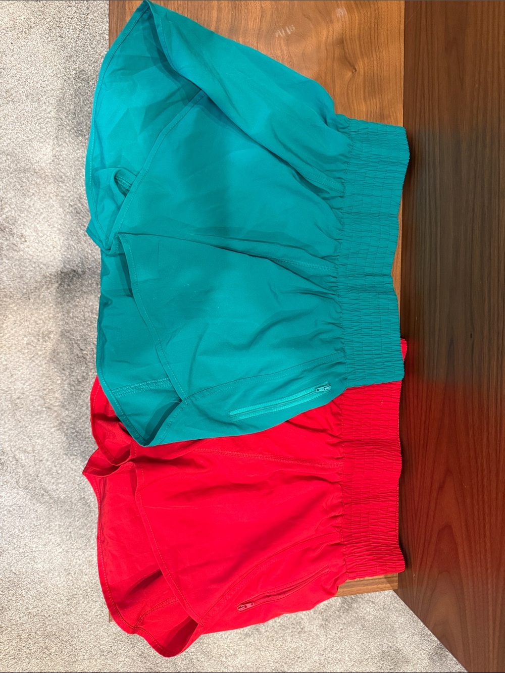 Women’s Athletic Shorts in Teal and Red